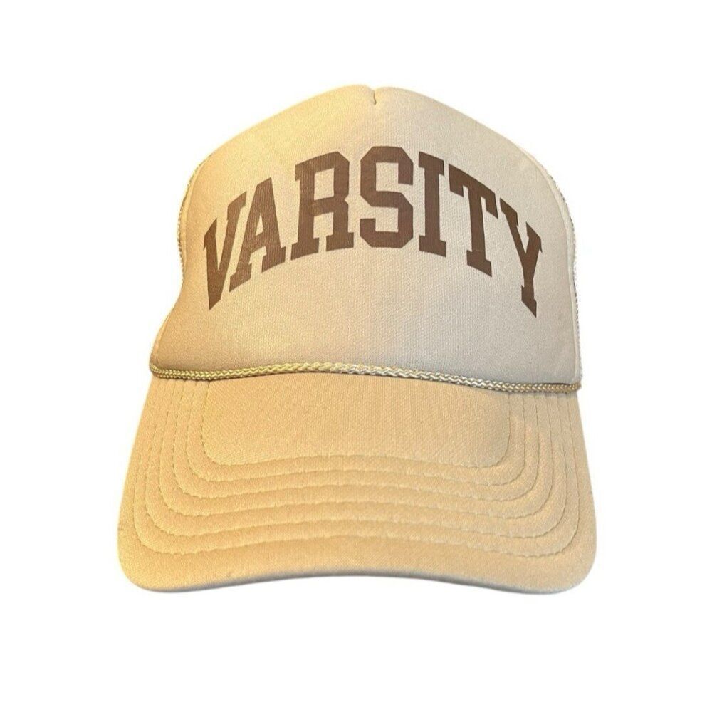 Urban Outfitters Tan VARSITY Truckers Cap One Size Snapback OTTO NWT READ